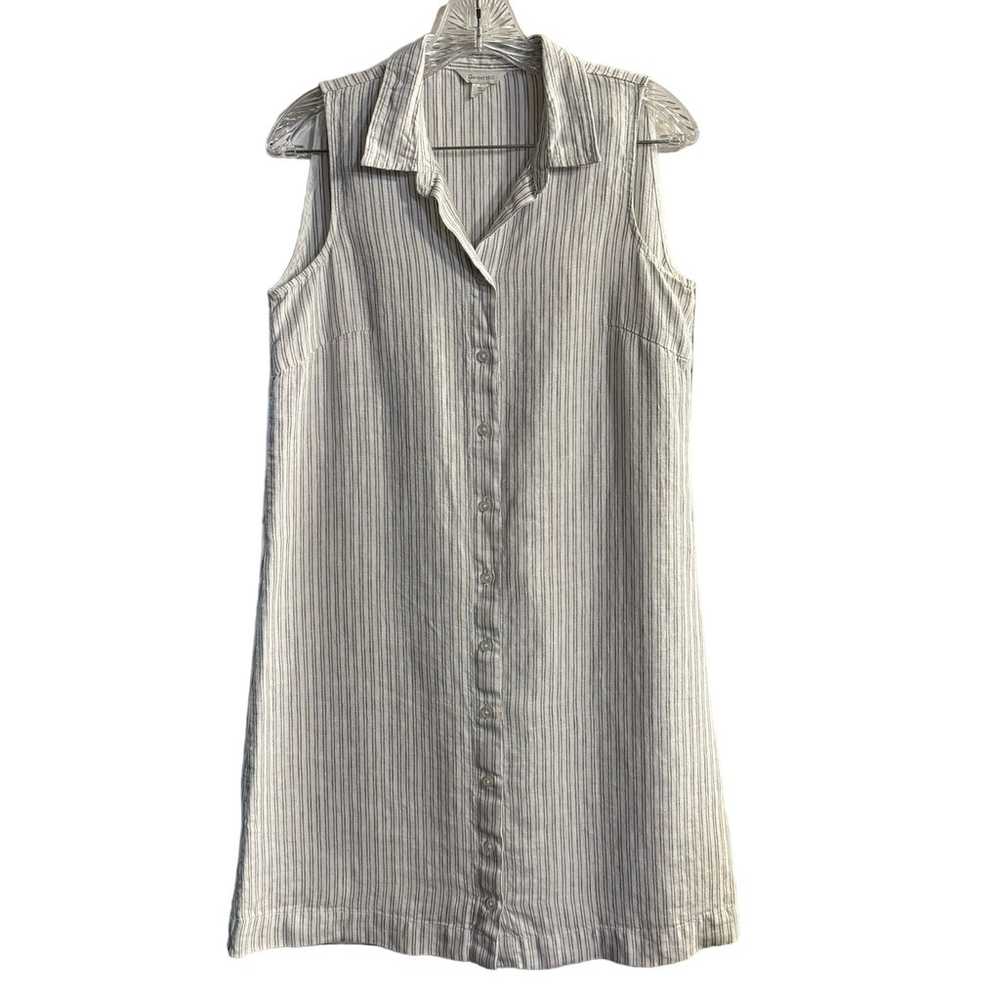 Garnet Hill Linen Blend Striped Mini Shirt Dress … - image 1