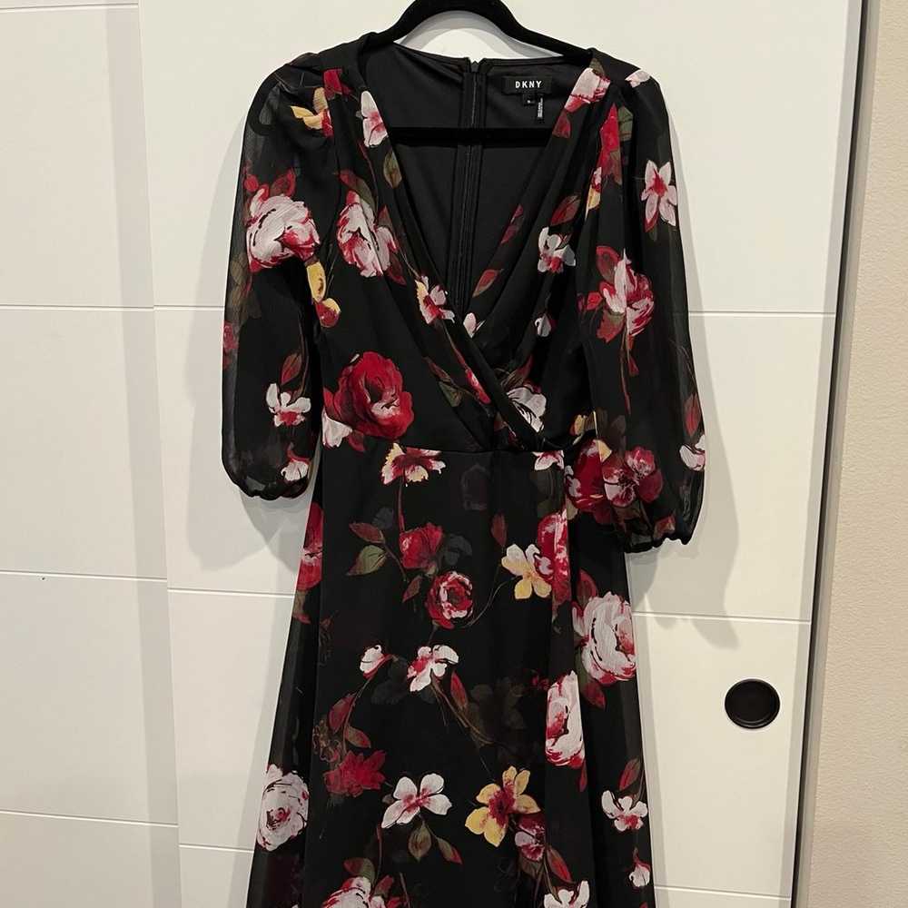 NWOT DKNY Balloon Sleeve Chiffon Midi Dress Size … - image 6