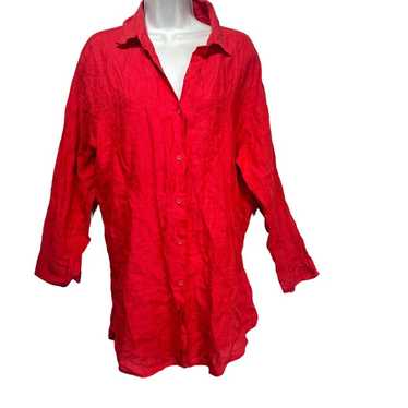 Calzedonia Cobey Red 100% Linen Shirt Dress Size M - image 1