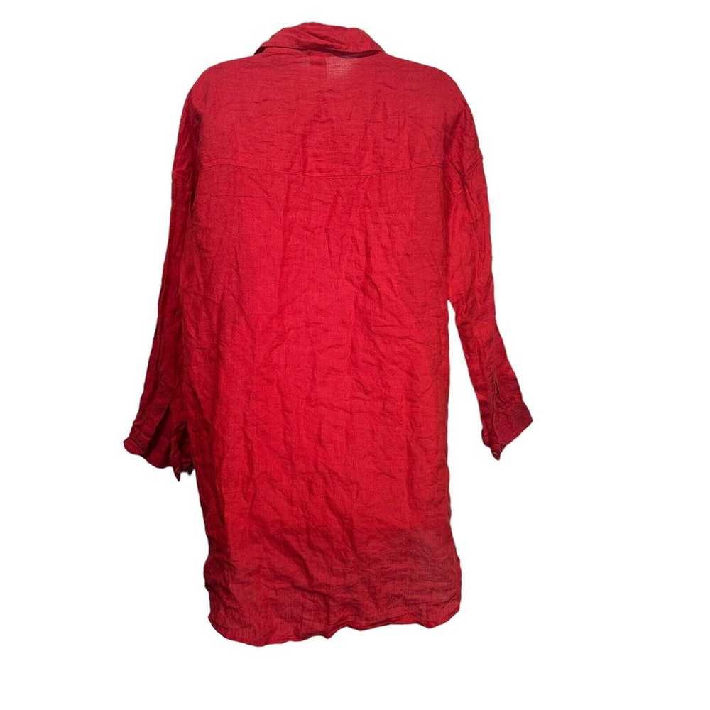 Calzedonia Cobey Red 100% Linen Shirt Dress Size M - image 2