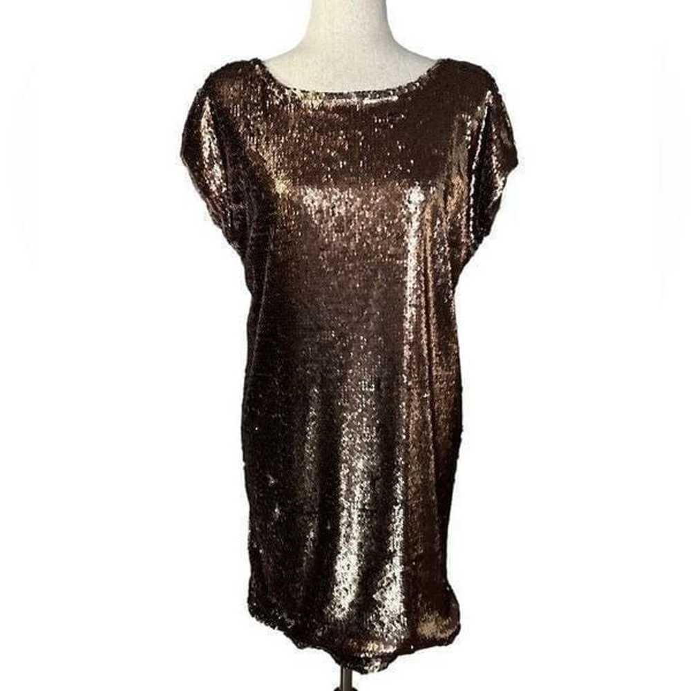 Tobi Rose Gold Sequin Shift Mini Dress | Size M - image 3