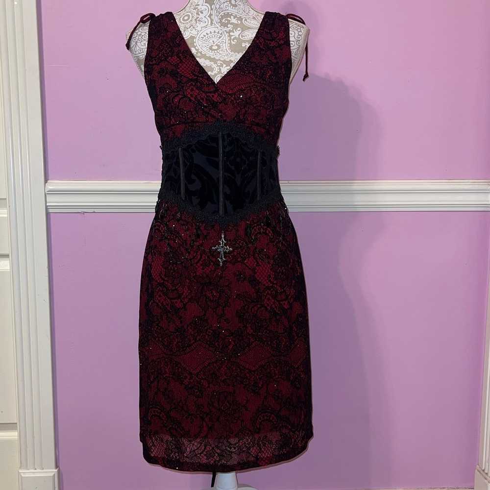 VINTAGE BYER TOO gothic red victorian brocade dre… - image 2