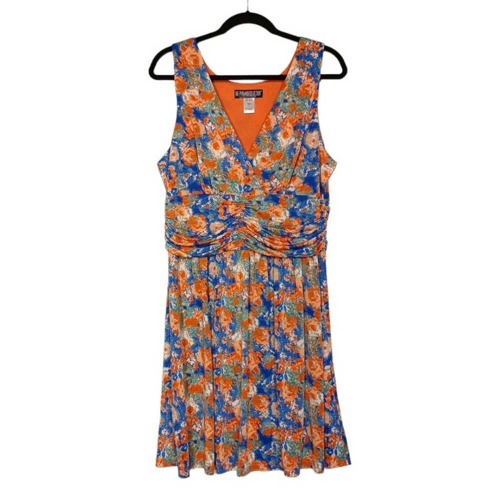 THE PYRAMID COLLECTION Orange Blue Floral Print S… - image 2