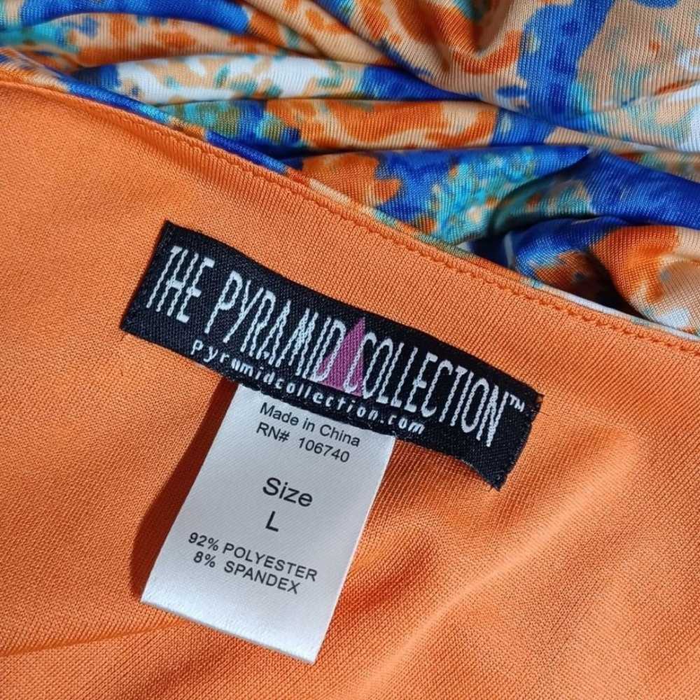 THE PYRAMID COLLECTION Orange Blue Floral Print S… - image 3