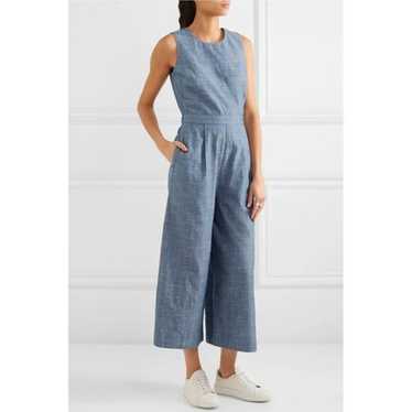 J Crew Saron Jumpsuit Chambray Wide Leg Cropped S… - image 1