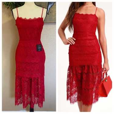 Lulus Wagner Red Lace Sleeveless Midi Dress