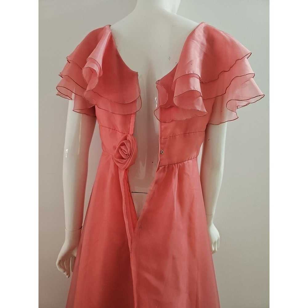Vintage Womens Ruffled Dress Peach Maxi 1970s - image 6