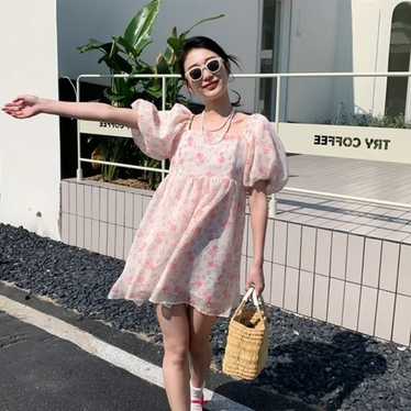 Floral Puff Sleeve Dress - image 1