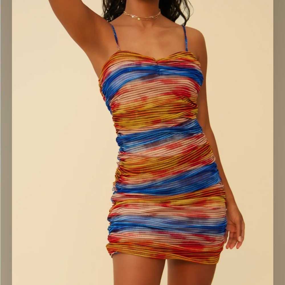 Grey Lab striped ruched mini dress - image 12