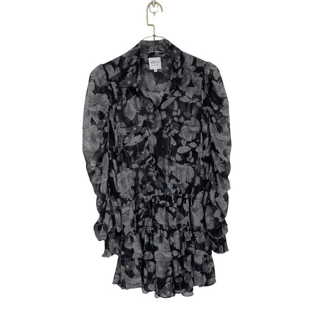 Misa Los Angeles Adora Dress Grey/Black Floral SI… - image 2