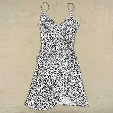 AQUA cheetah print wrap dress