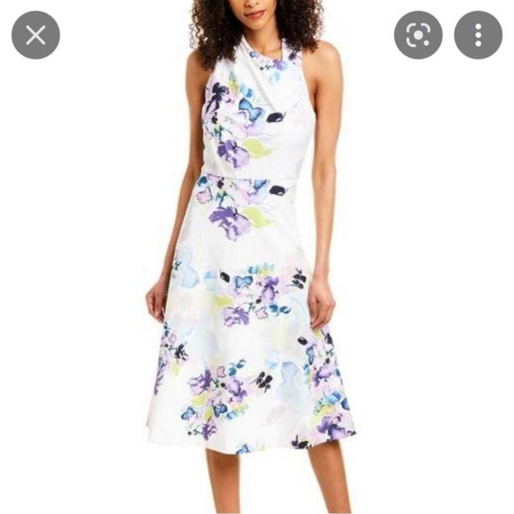 Size 6 Donna Karan white floral halter midi dress… - image 2