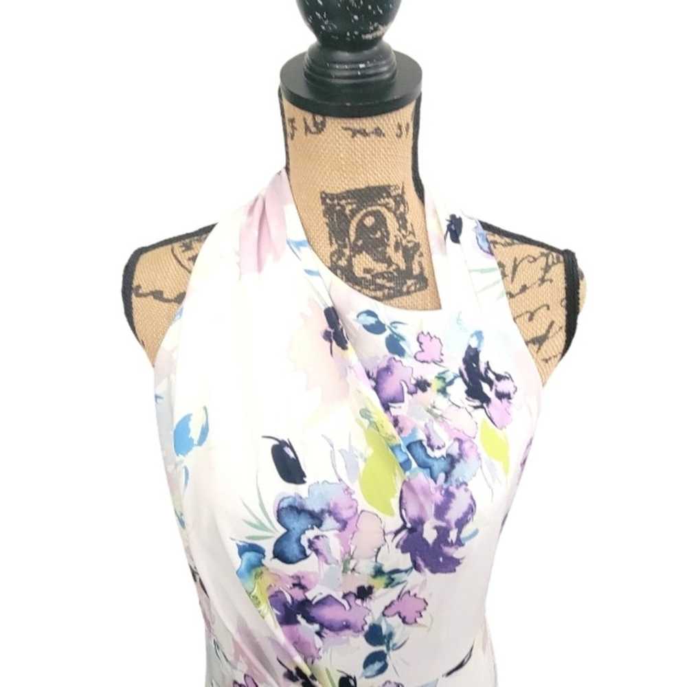 Size 6 Donna Karan white floral halter midi dress… - image 5