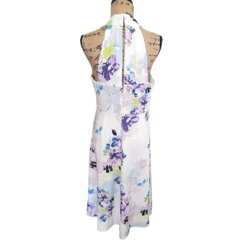 Size 6 Donna Karan white floral halter midi dress… - image 6