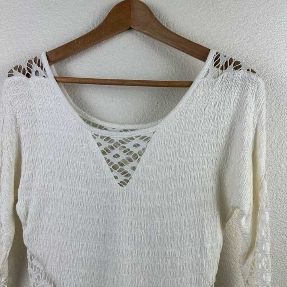 Free People Cream Long Sleeve Dress with Crochet … - image 3
