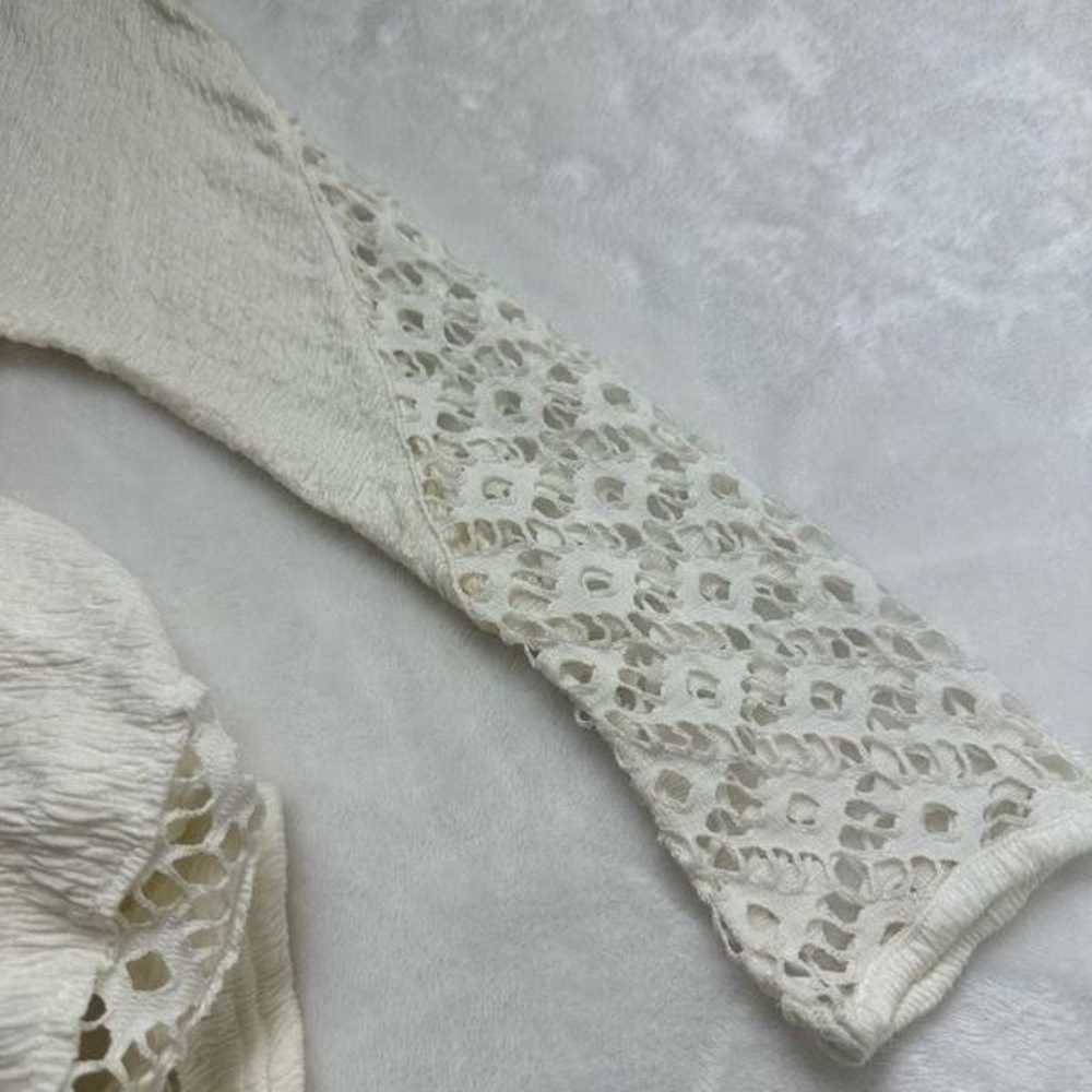 Free People Cream Long Sleeve Dress with Crochet … - image 7