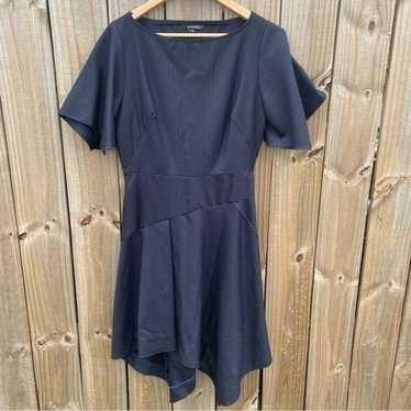 Tara Jarmon Pinstripe Navy Blue Virgin Wool Dress - image 1