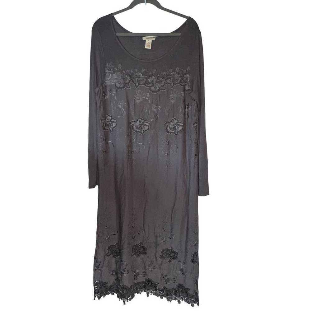 Sundance Maxi Dress Gray Size 12 Floral cut Out L… - image 1