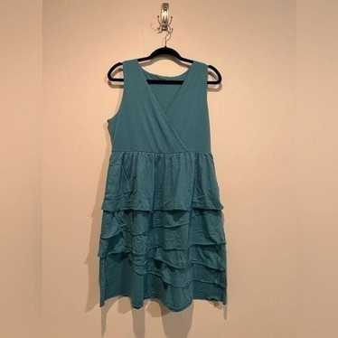 Garnet Hill sleeveless tiered ruffle dress size m… - image 1