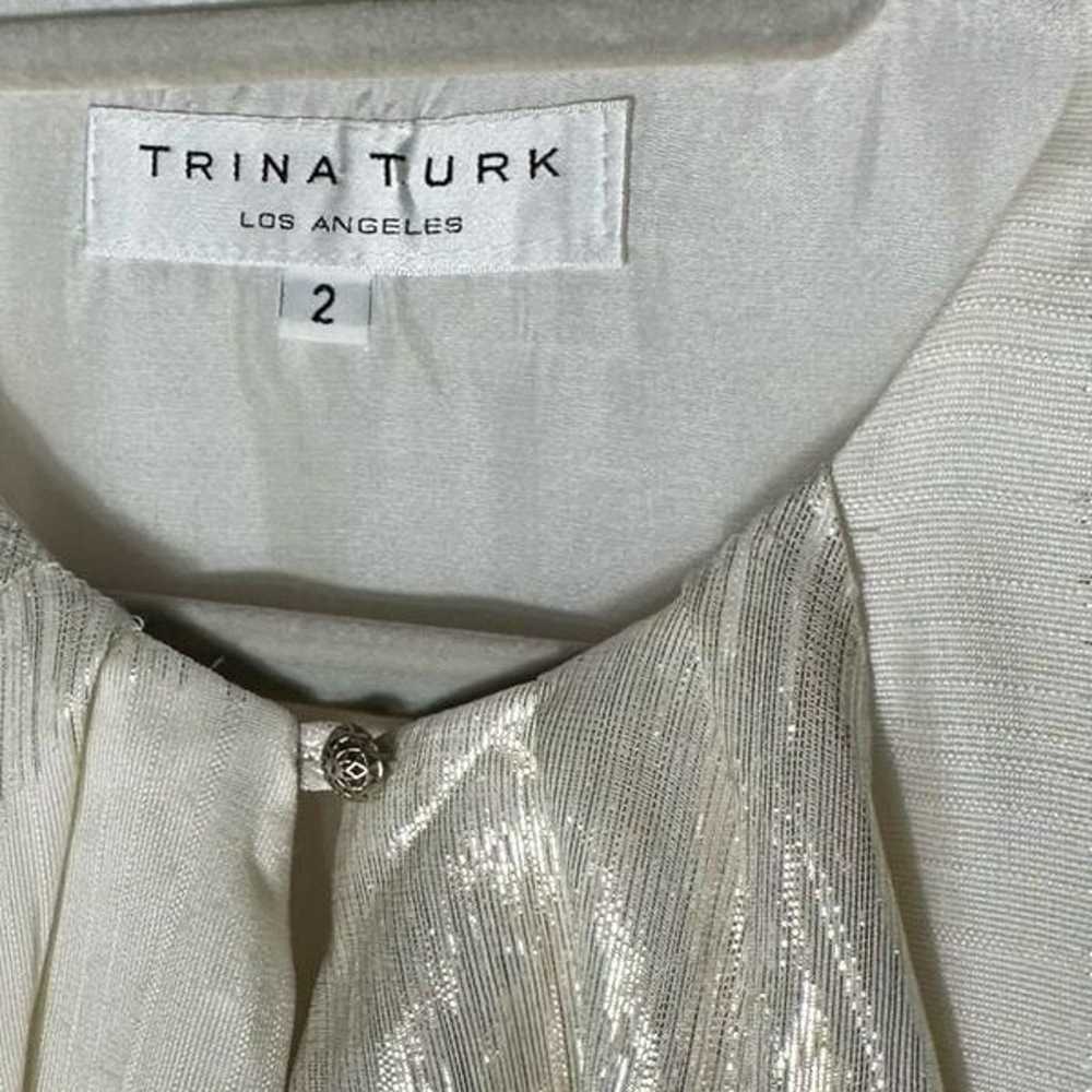 Trina Turk Stunning Ivory & Gold Metallic Weave S… - image 8