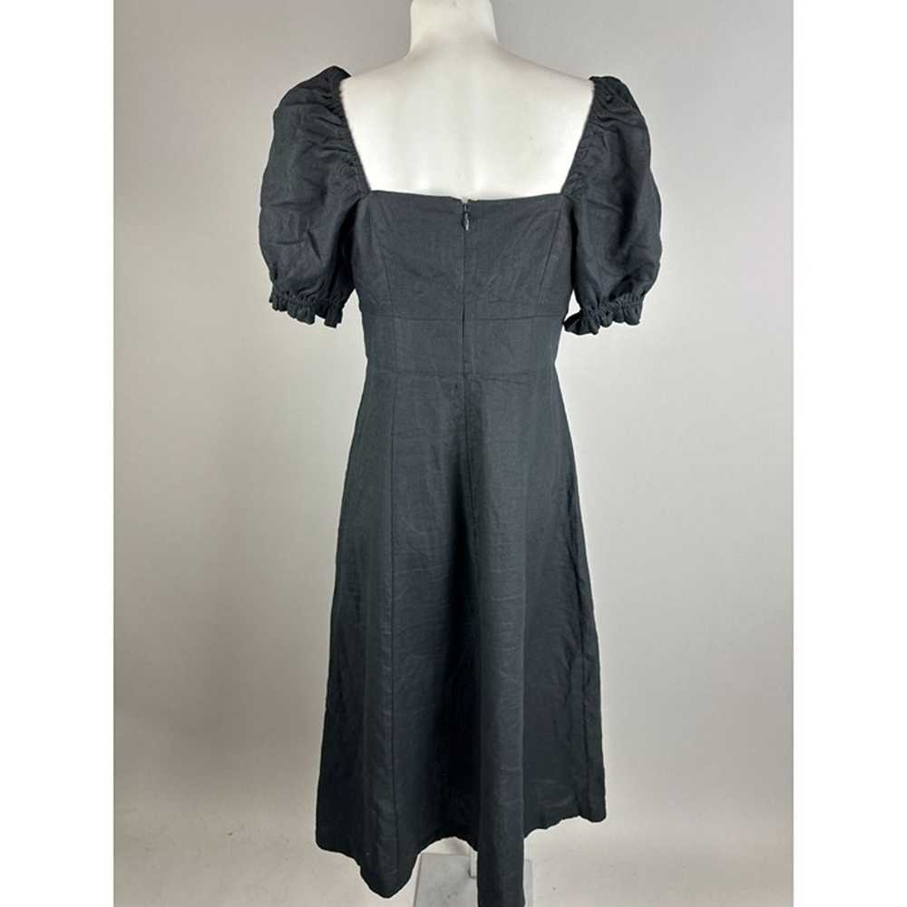 Boden Black Sweetheart Linen Midi Dress Puff Slee… - image 4