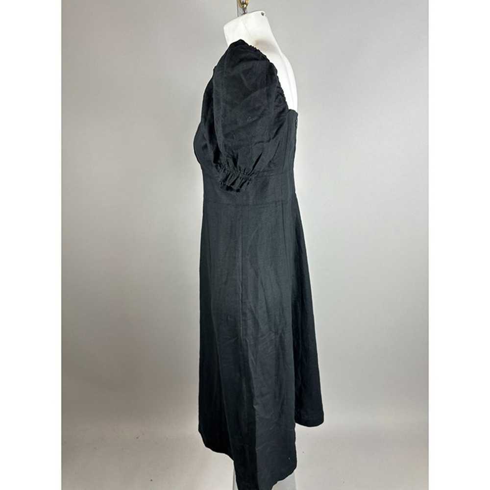 Boden Black Sweetheart Linen Midi Dress Puff Slee… - image 5