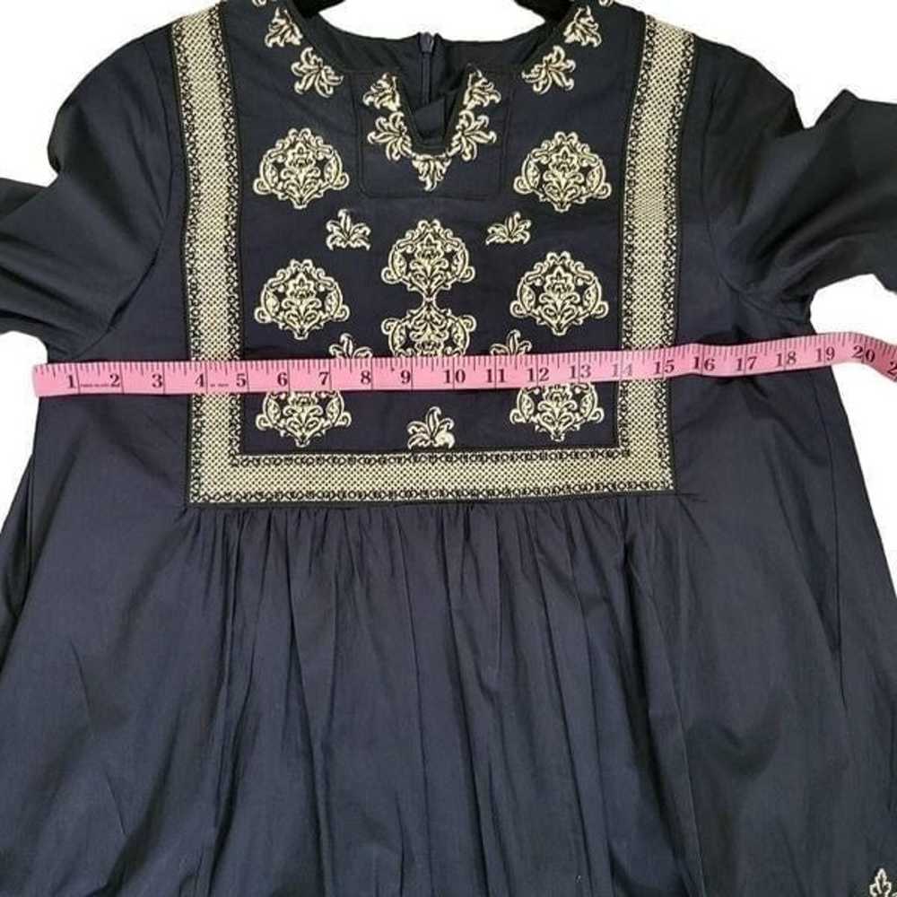 Embroidered navy dress - image 11