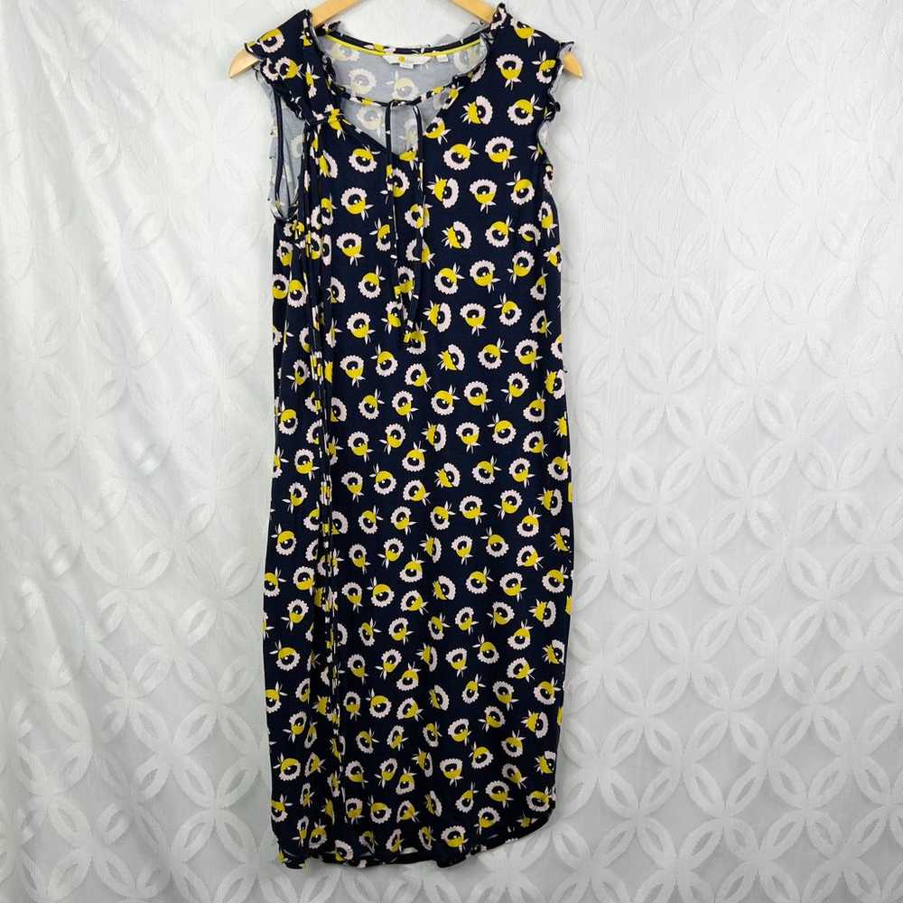 Boden Lois Jersey Dress In Navy Yellow Size 10 Fl… - image 1