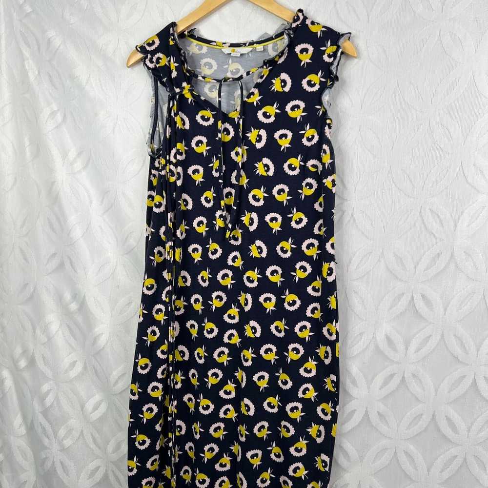 Boden Lois Jersey Dress In Navy Yellow Size 10 Fl… - image 2