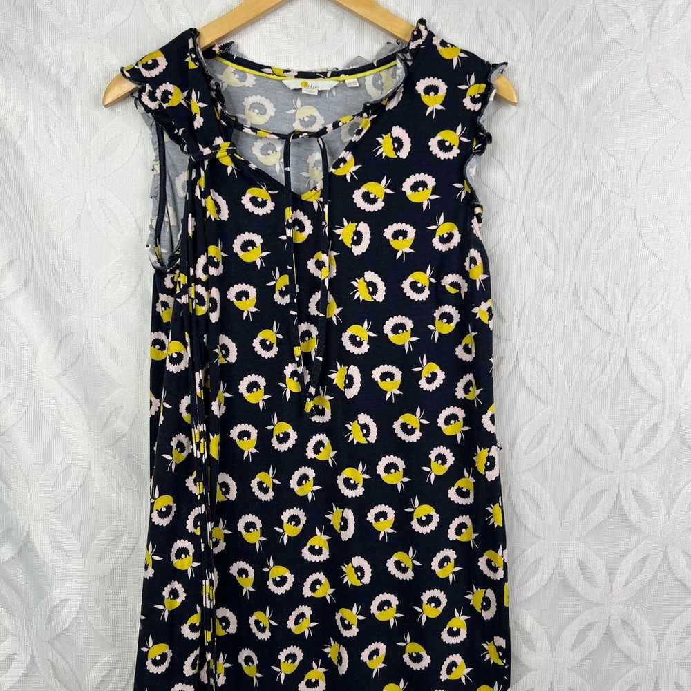 Boden Lois Jersey Dress In Navy Yellow Size 10 Fl… - image 3