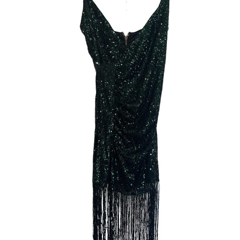 Kaylee Kollection Green Sequin Beaded Fringe Dres… - image 1