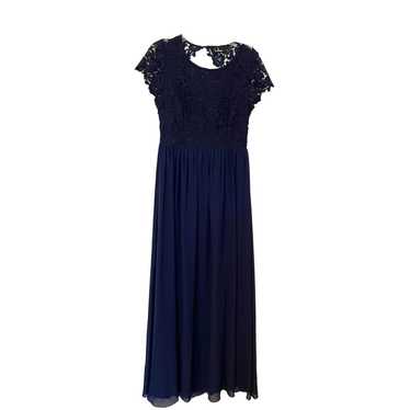 Lulu's Lace Open Back Maxi Dress Gown Navy Blue S… - image 1