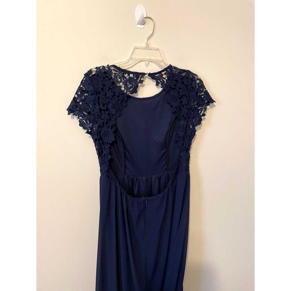 Lulu's Lace Open Back Maxi Dress Gown Navy Blue S… - image 4