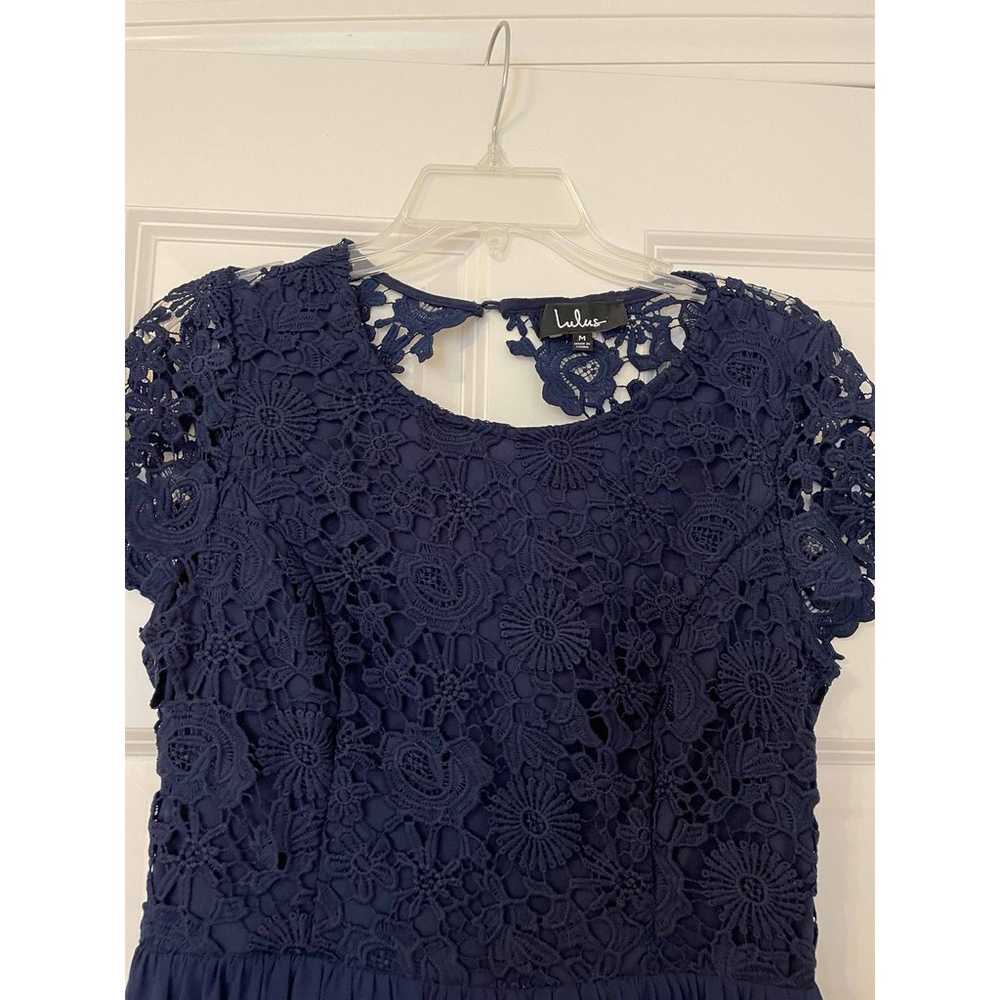 Lulu's Lace Open Back Maxi Dress Gown Navy Blue S… - image 6