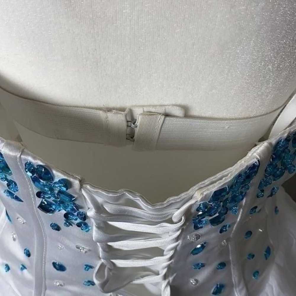 Women’s White with Blue Beading Short Prom Party … - image 2