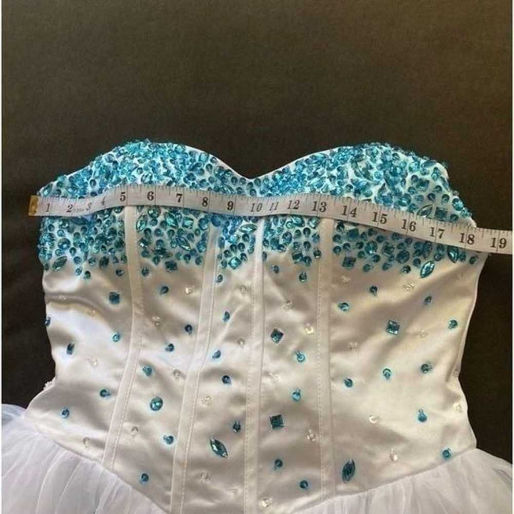Women’s White with Blue Beading Short Prom Party … - image 8