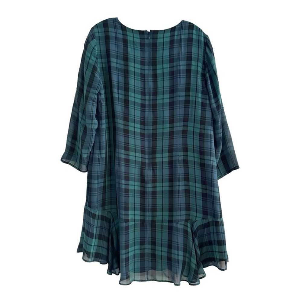 Madewell Plaid Larkin Dress 100% Silk Green Blue … - image 6