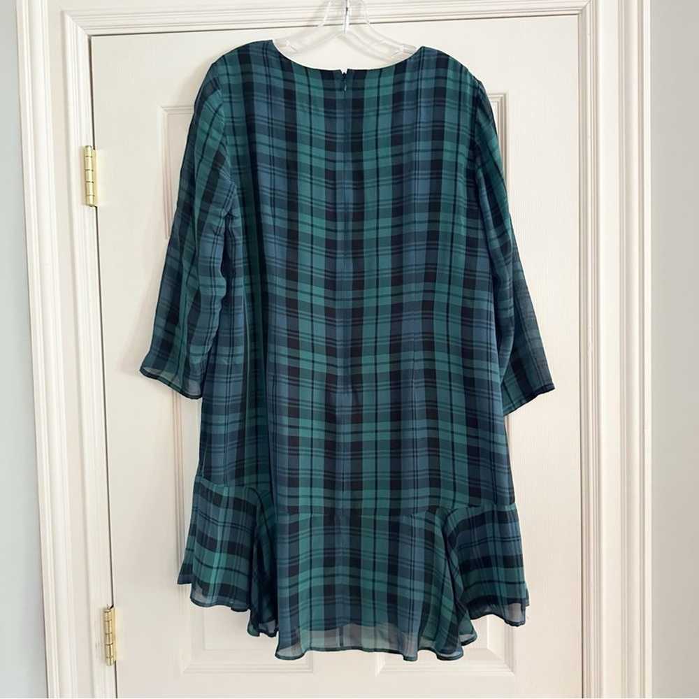 Madewell Plaid Larkin Dress 100% Silk Green Blue … - image 7