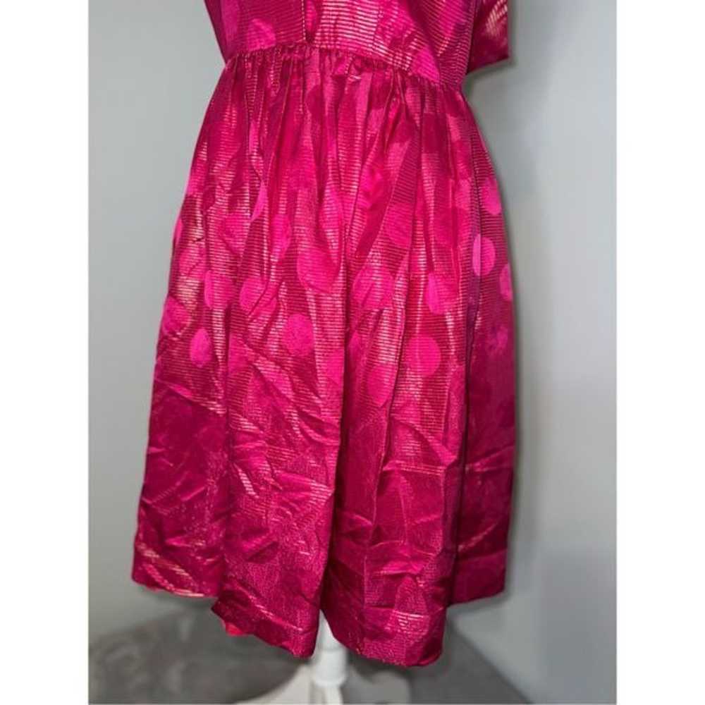 Women’s 100% Silk Halter Party Dress Gown Pink/Go… - image 4