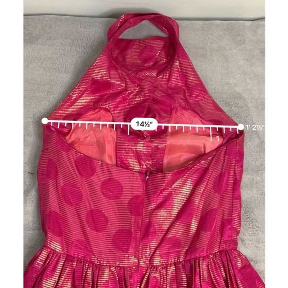 Women’s 100% Silk Halter Party Dress Gown Pink/Go… - image 6