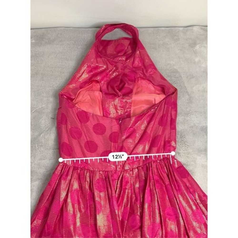 Women’s 100% Silk Halter Party Dress Gown Pink/Go… - image 7