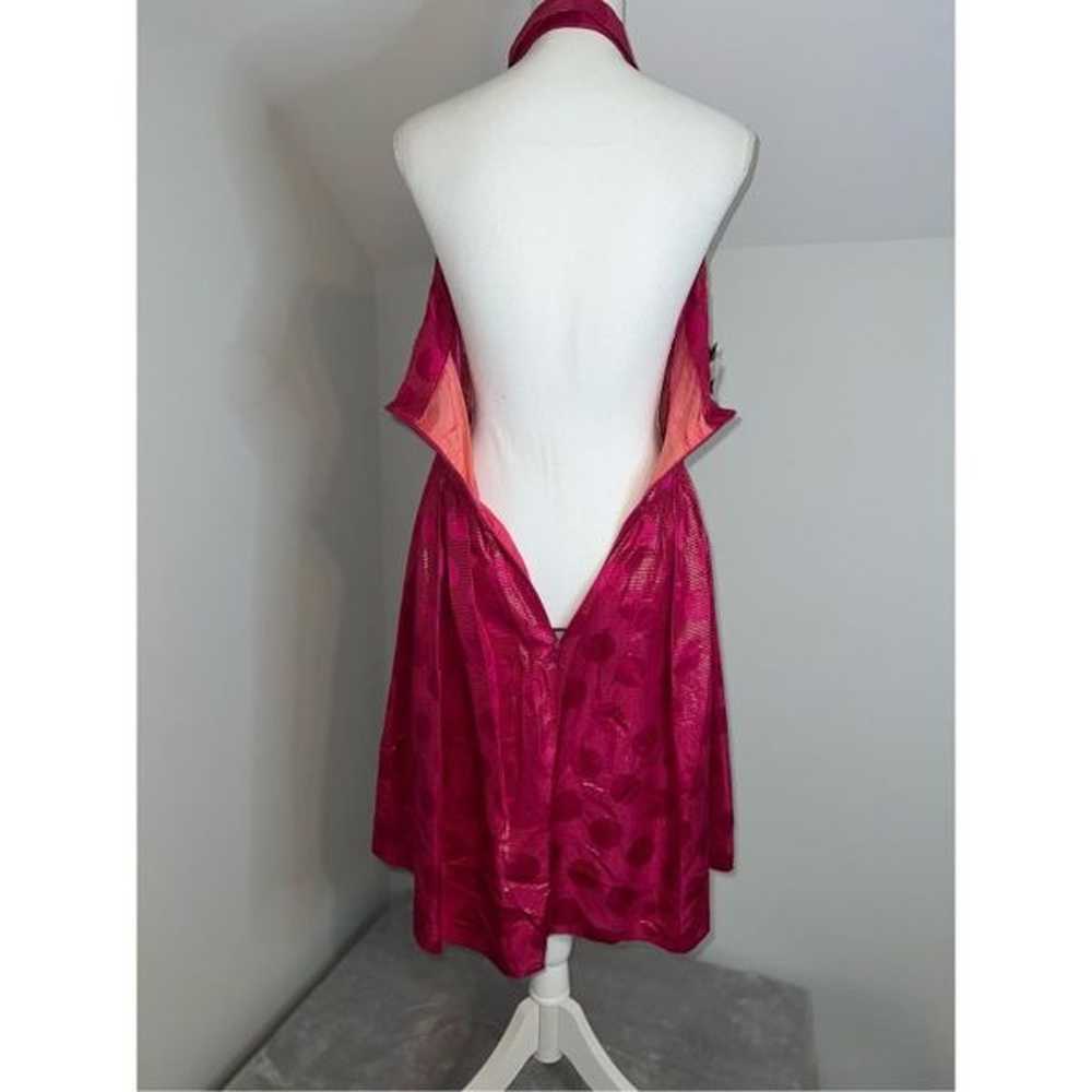 Women’s 100% Silk Halter Party Dress Gown Pink/Go… - image 9