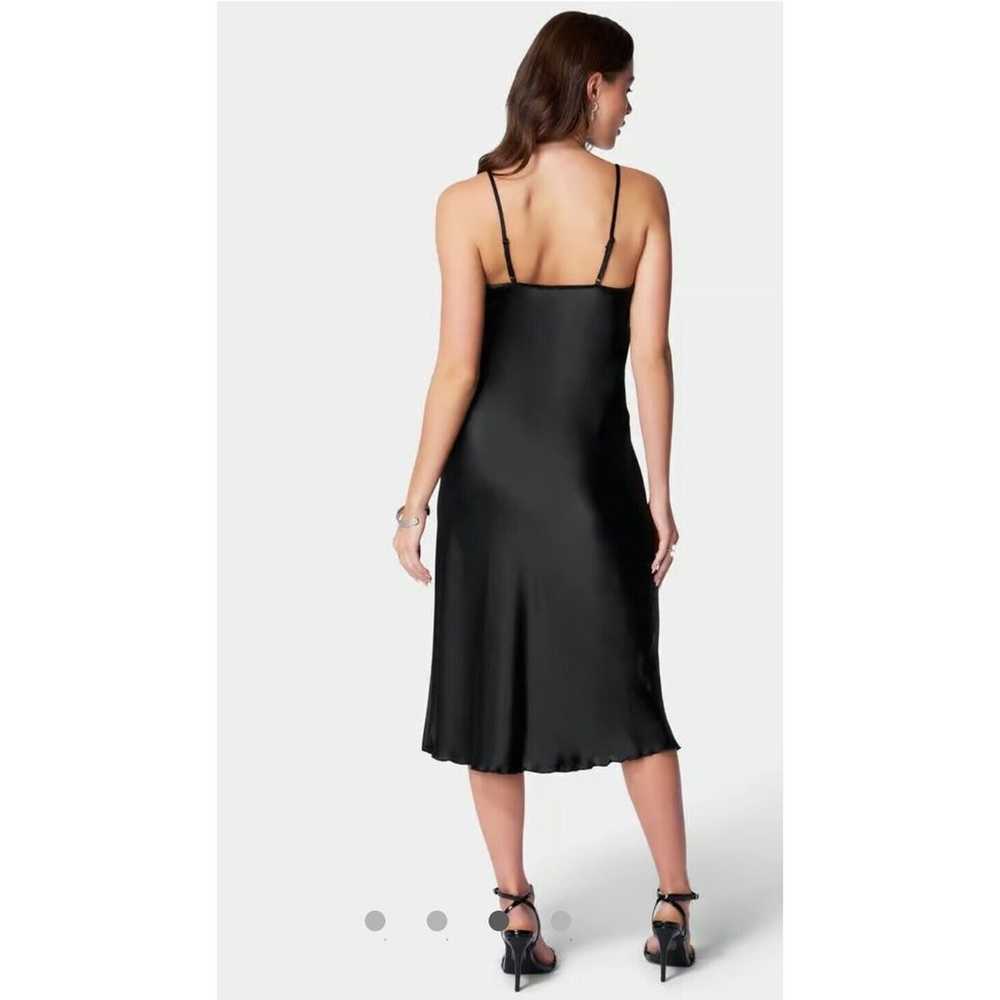 BEBE Satin Cowl Neck Slip Midi Dress Black SIZE L… - image 4