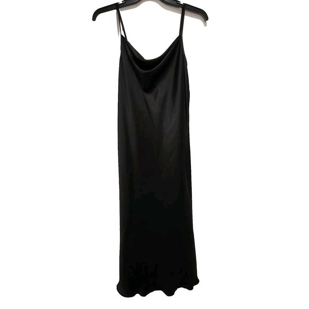 BEBE Satin Cowl Neck Slip Midi Dress Black SIZE L… - image 8