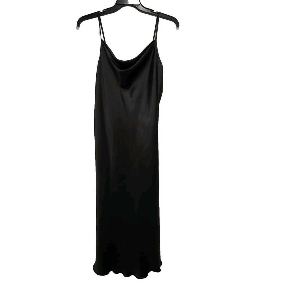 BEBE Satin Cowl Neck Slip Midi Dress Black SIZE L… - image 9