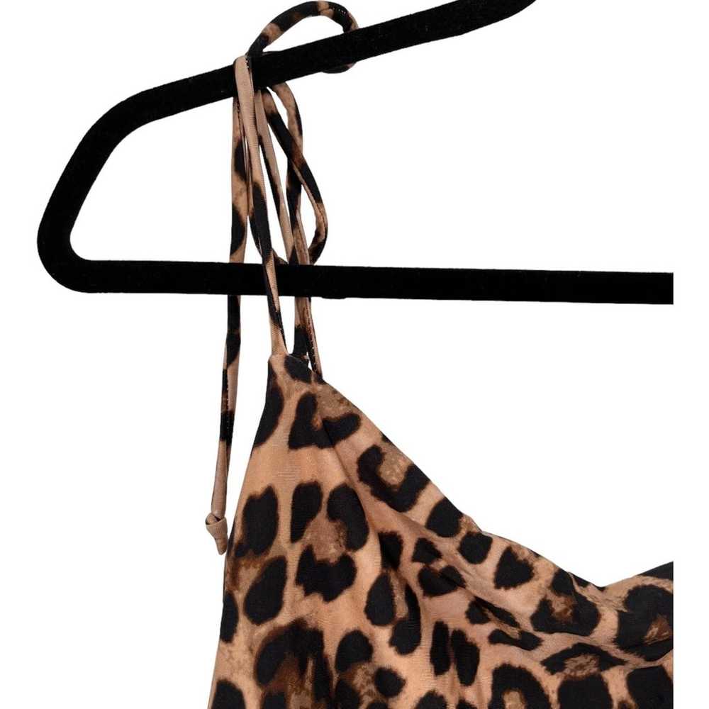 Good American Dress Ruched slip minidress leopard… - image 3