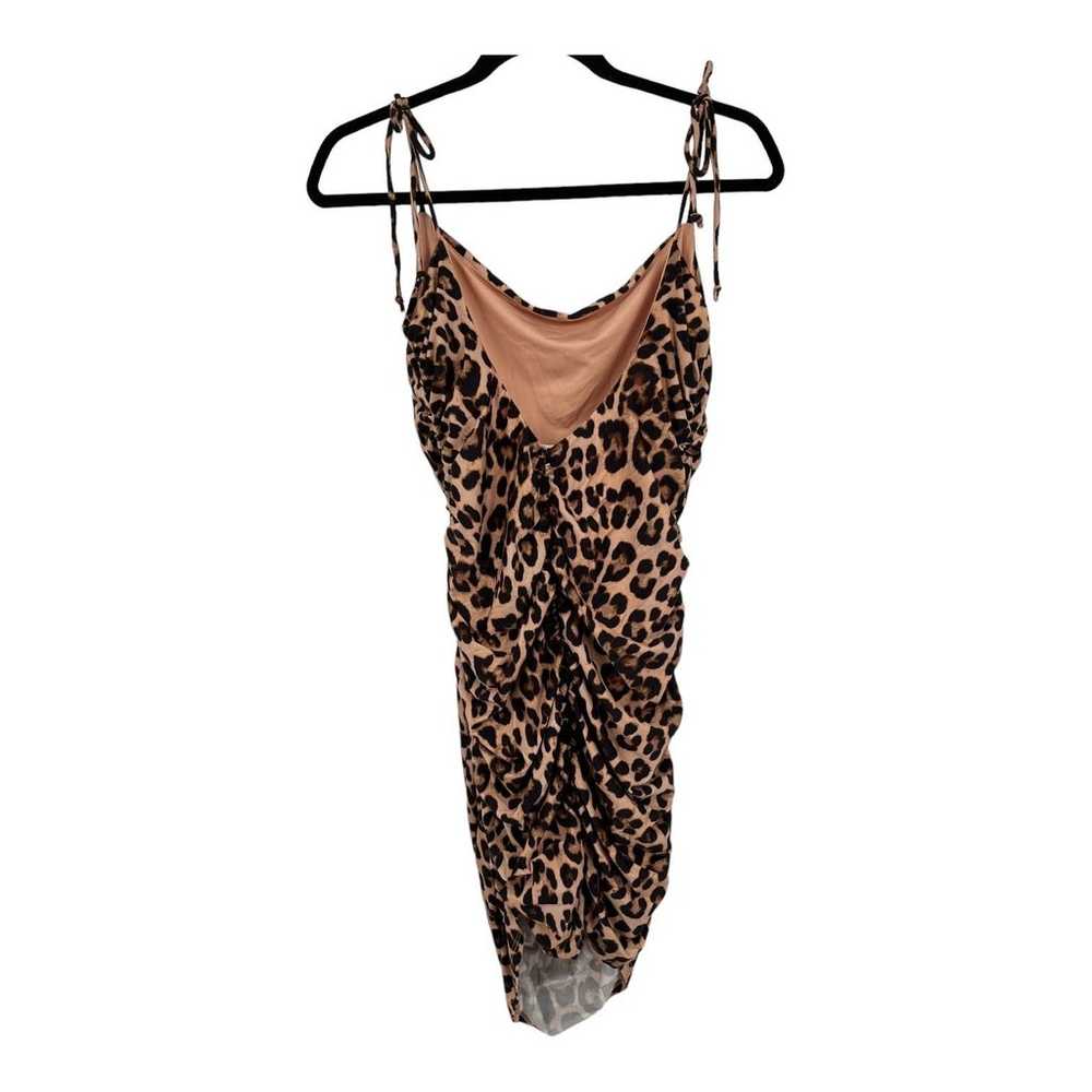 Good American Dress Ruched slip minidress leopard… - image 7