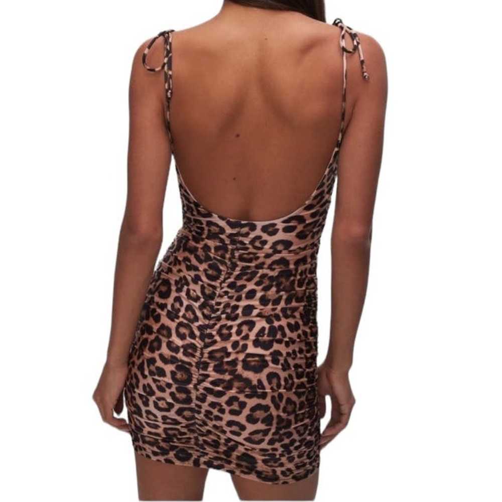 Good American Dress Ruched slip minidress leopard… - image 9