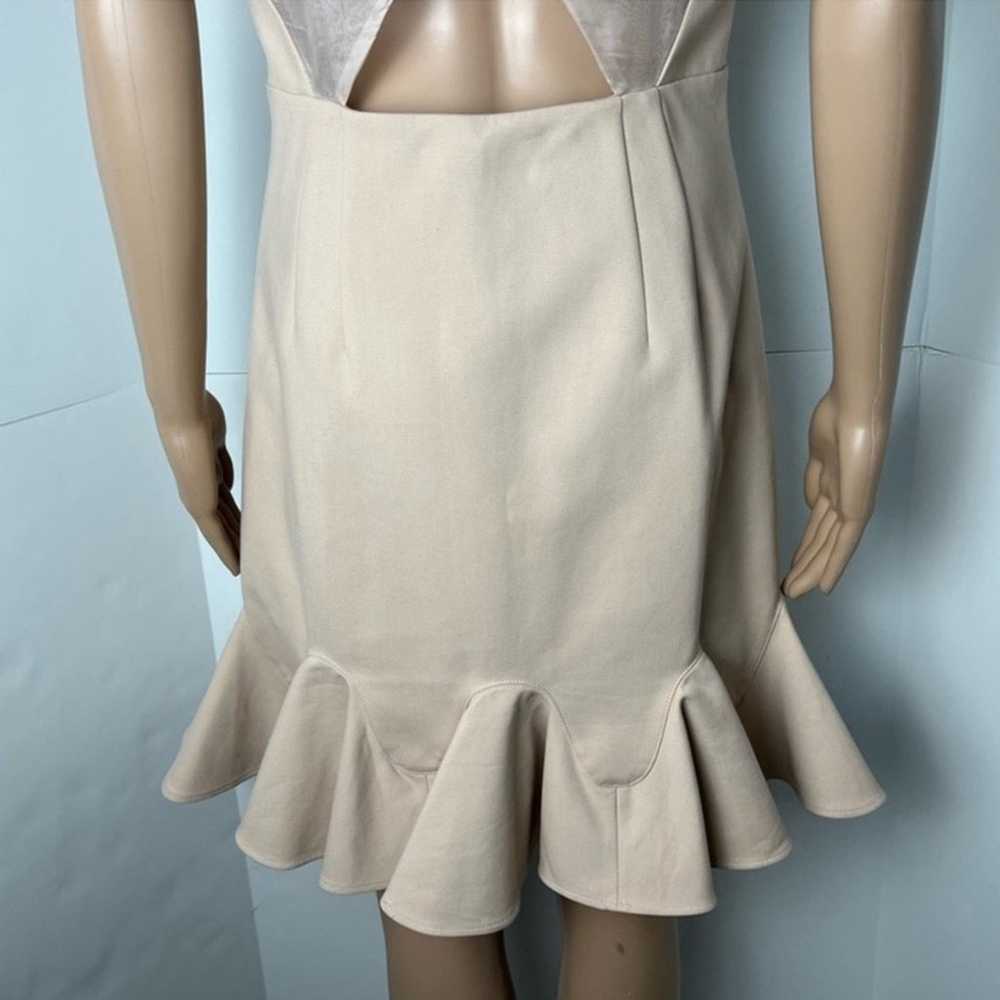 Tibi Sheath Pleated Neutral Sheer Cut Out Dress - image 10