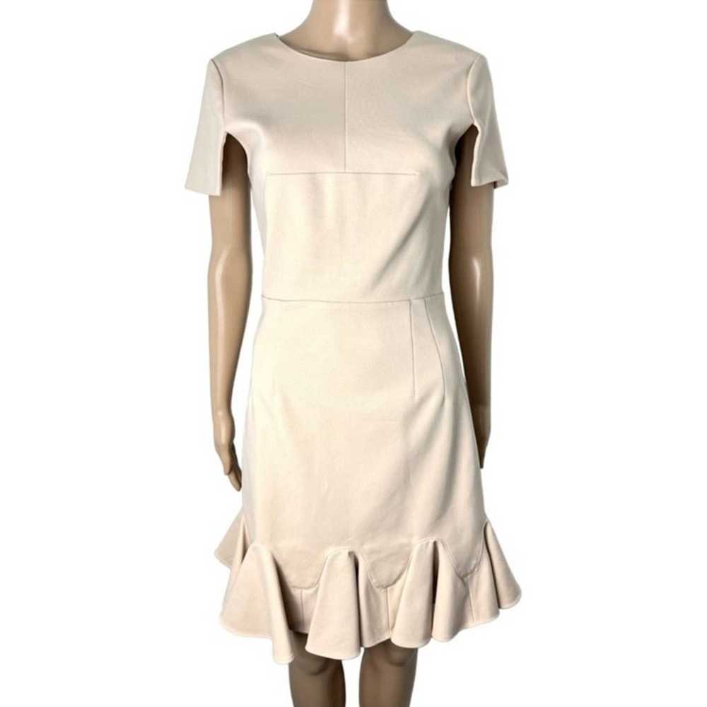 Tibi Sheath Pleated Neutral Sheer Cut Out Dress - image 2